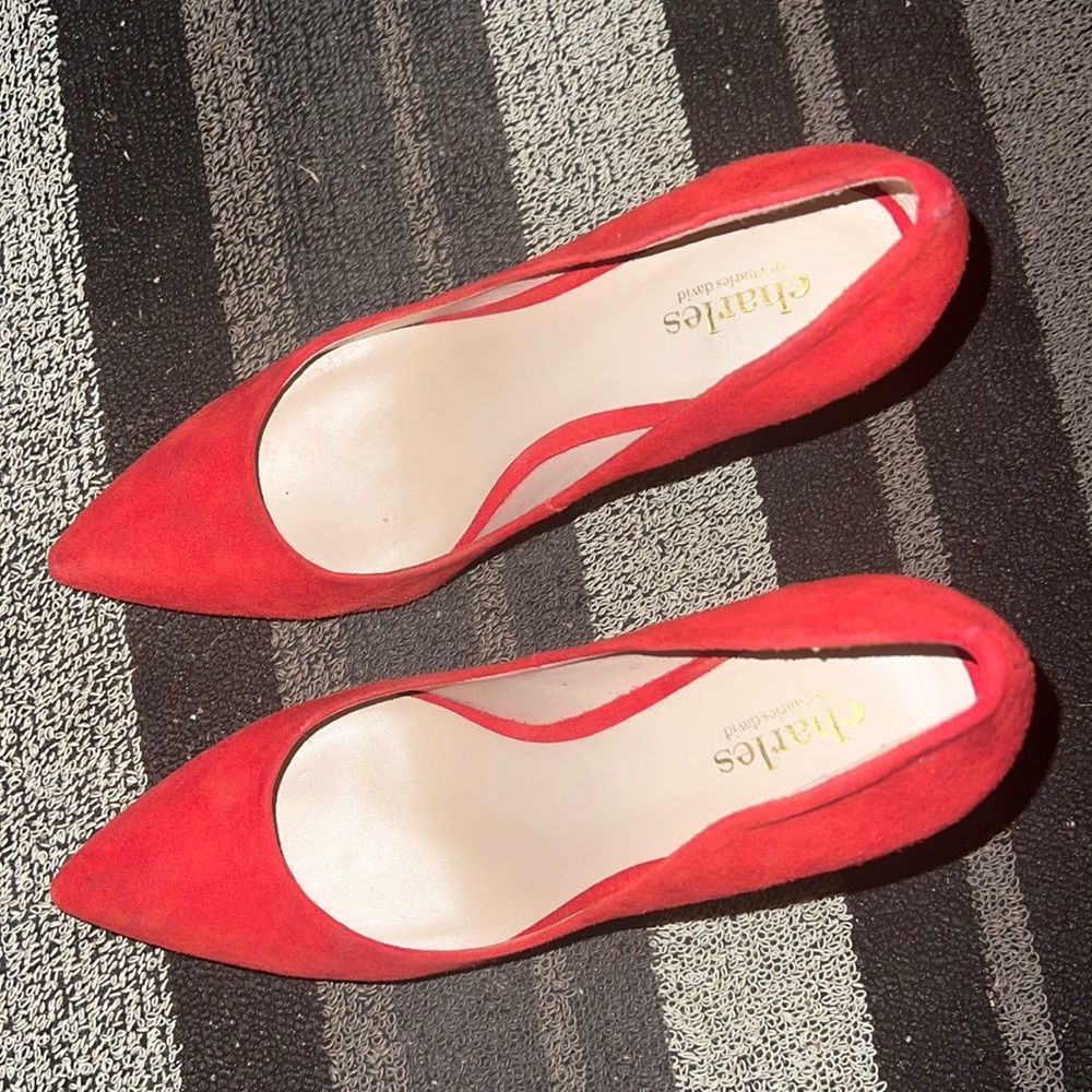 Red Suede Pumps